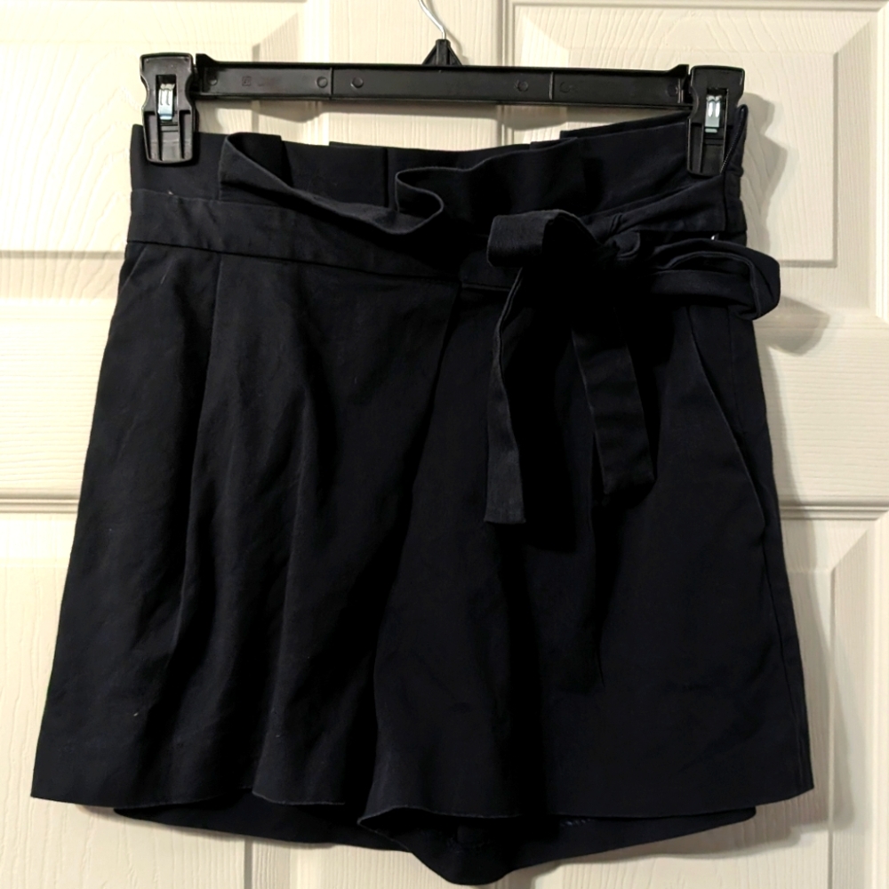 Vintage Classic Bow High Waisted Summer Shorts All Black Neutral